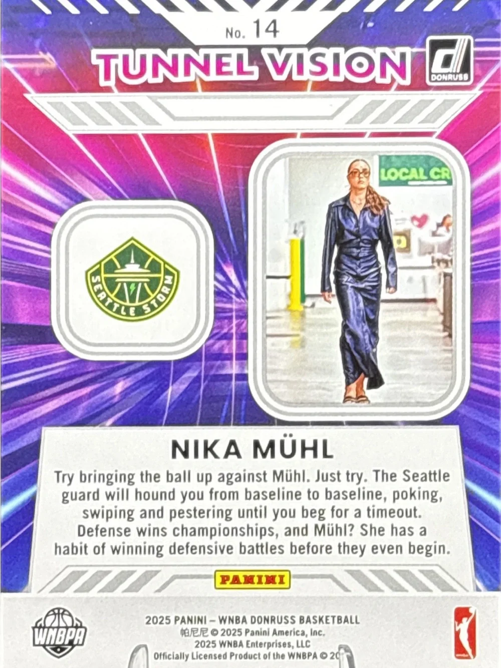 Panini Donruss Nika Mühl Tunnel Vision Trading Card - LE 315/399